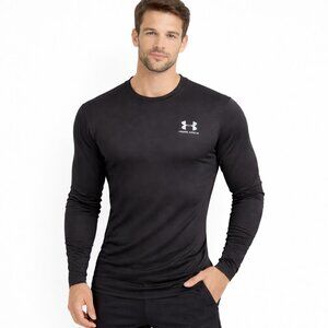 Under Armour Black Crew Neck Long Sleeve Compression Shirt Gift Sporty Travel